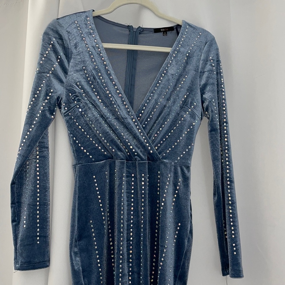 Blue midi velvet dress, Size S